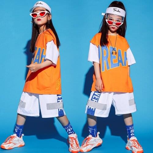 Childrens Street Dance Wear Hip Hop Clothes Loose Tops Girls Hip Hop Pants Ballroom Modern Dance Costume Boys Sport Wear BL5790
