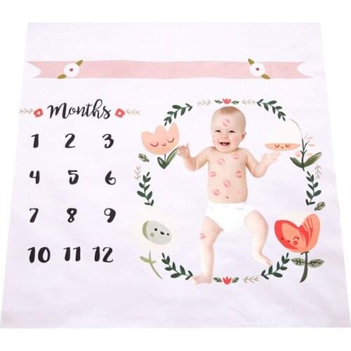 Baby Kids Monthly Milestone Blanket Diaper Play Mat Photography Calendar Marker Frame Background Photo Props Shoot Accessories