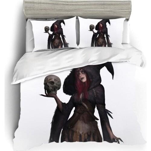 Witch Patterned Home Textile Linens Cotton Bedding Set Duvet Cover Beds Set Pillowcases Bed Cover Set Single Queen King Size DIY