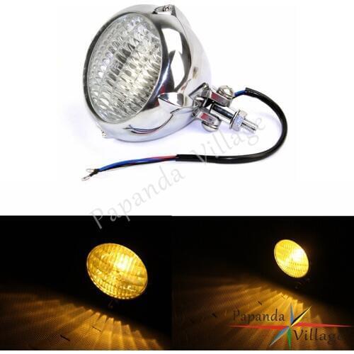 Papanda Motorcycle Polished and Clear High/Low Beam Vintage H4 Head Light Head Lamp for Harleys Bobber Chopper Sportster
