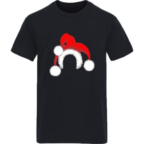 Christmas Hats Print Cotton Oversize T-shirt Man Summer Harajuku Brand Clothing Tops Leisure Hipster Black Tees Ropa De Hombre