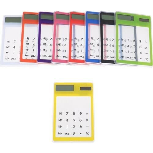 8 Digit Solar Calculator use for Student Touch Screen Ultra slim Transparent Stationery Clear Scientific School Office supply