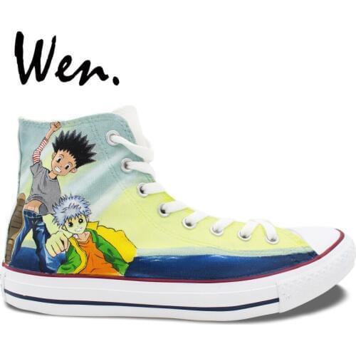 Wen Anime Design Custom Hunter X Hunter Hand Painted Canvas Shoes High Top Men Womens Sneakers for Adults Birthday Presents
