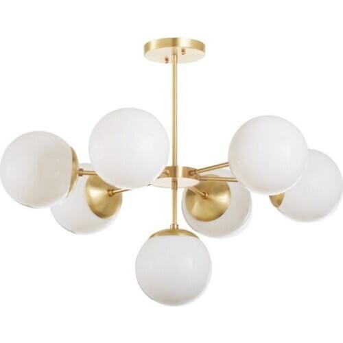 Postmodern Creative Magic Bean All Copper Nordic Dining Room Living Room Glass Ball Molecular Pure Copper Chandelier