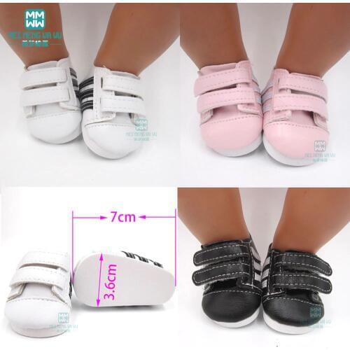 Mini 7cm Baby white sneakers shoes for dolls fits 43 cm toy new born dolls accessories and American doll