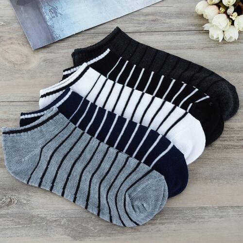 10 Pairs /lot 5 Light Color Breathable Men Summer Short Socks Fashion New Multi Stripe Couple Soft Comfortable Quality Boat Sock