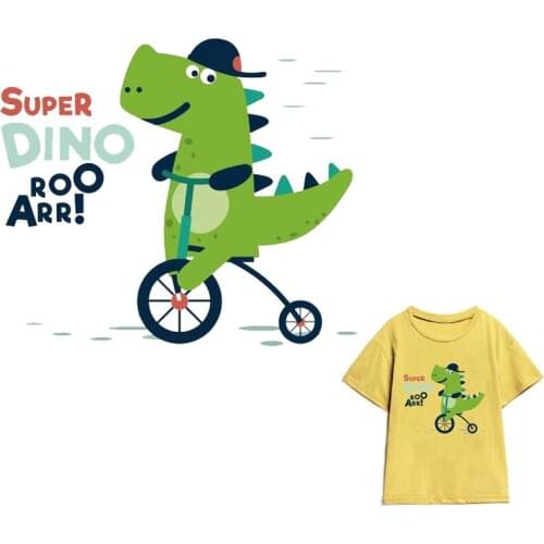 Cartoon Patch clothing stickers Dinosaur Iron on Transfer Patches For Kids Clothes Applique DIY Heat Patch Transfer Stripes