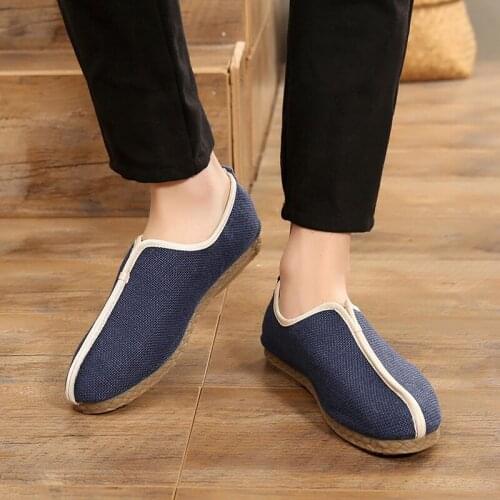 2021 Summer New Canvas Shoes Men Flat Casual Footwear Breathable Hemp Lazy Shoes Cool Young Man Shoes Cloth Footwear NanX460