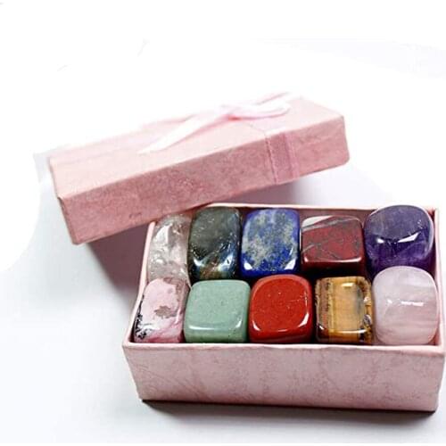 10pcs/set Natural Stone Crystal Gemstone Chakras Healing Stone Quartz Mineral Ornaments Home Decoration Christmas Gifts