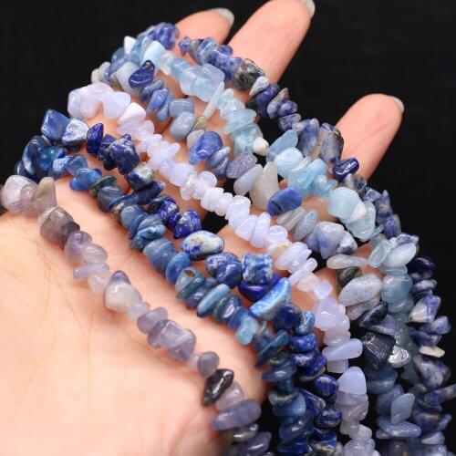 Natural Semi-precious Stone Agate Blue Aventurine Stone Unshaped 5-8mm For DIY Necklace Earrings Accessories Gift Length 40cm