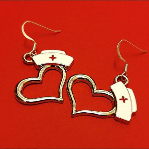 Charm Enamel Earrings Small Nursing Cap Doctor Nurse Decoration Earrings Doctor Nurse Earring Heart-shaped Gift