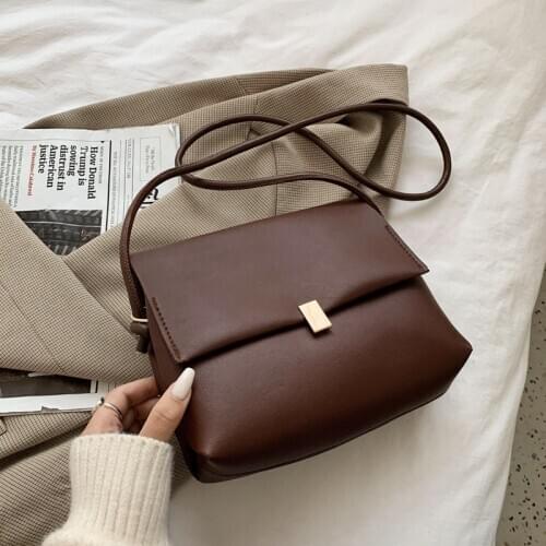 Solid Color PU Leather Crossbody Bags For Women 2020 Autumn Winter Simple Fashion Handbags and Purses Female Shoulder Bags
