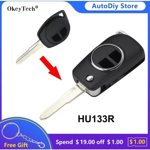 Okeytech Modified Flip Foling For SUZUKI SWIFT SX4 ALTO VITARA IGNIS JIMNY Splash Remote Car Key Shell Cover HU133R Uncut Blade