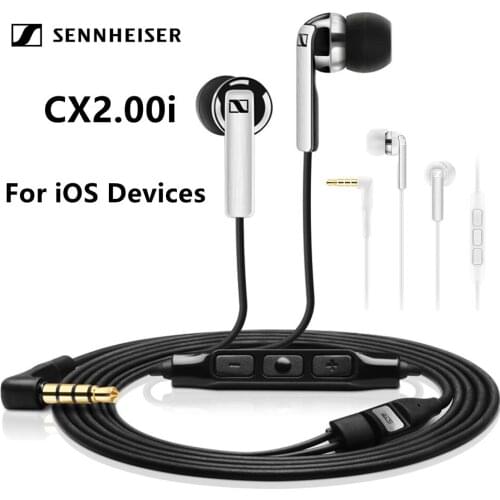Original Sennheiser CX2.00i Earphones for iPhone iOS Device 3.5mm Stereo Sport Headset Line Control Deep Bass Earphone with Mic