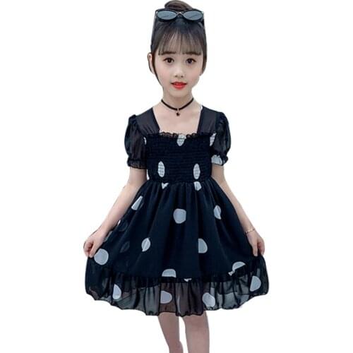 Girls Beach Dress Dot Pattern Dress Girls Summer Dress For Kids Casual Style Kids Costume 6 8 10 12 14