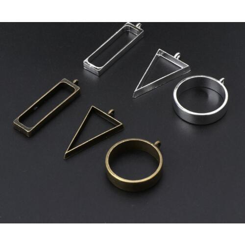 5Pcs Hollow Frame Open Back Bezel Pendant UV Resin Pressed Flower Jewelry Making