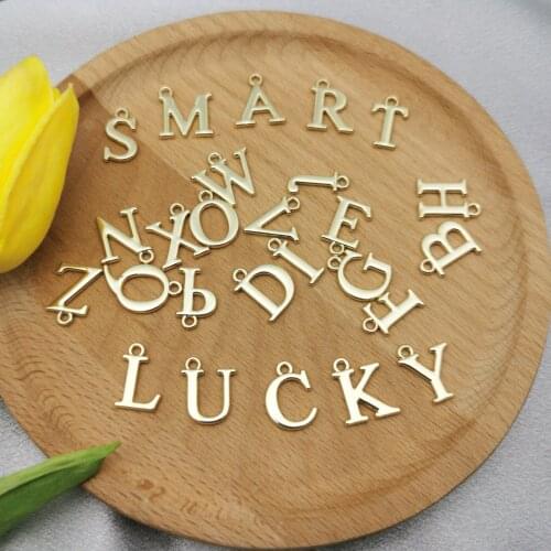 10pcs Classics 26 English Letters Pendants Alphabets Charms Fit Fashion Earring DIY Jewelry Making Accessory Golden Metal