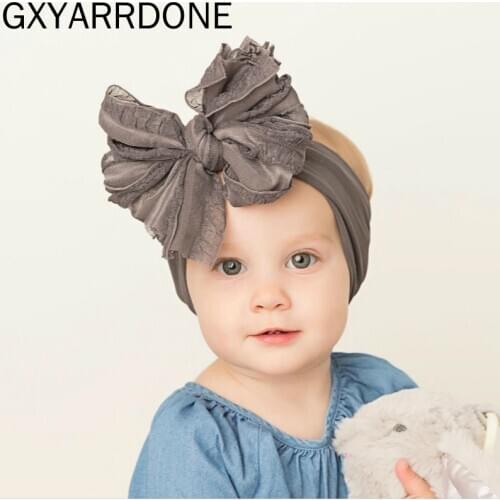 Baby Girls 5.5inch Bow Headband Turban Lace Bowknot Head Wrap Wholesale Kids Newborn Haarband Top Knot Hairband Hair Accessories