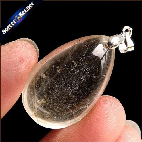 Rare Natural Quartz Gold Rutilated Garden Quartz Crystal Love Necklace Pendant natural minerals Fish Tank Beads PS403