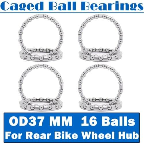 Caged Ball Bearings OD 37mm 8PCS Rear Bike Wheel Hub Headset Crankshaft Pivot Retainer Steel Oversize 16 Balls Bearing 37 mm