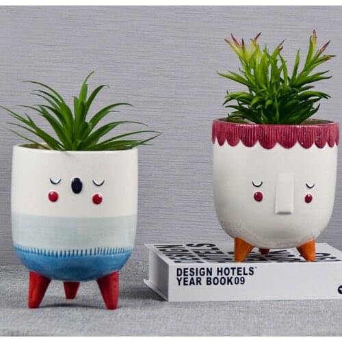 Nordic Modern Minimalist Cute Cartoon Ceramic Flower Pot Home Decoration Living Room Bedroom Succulent Planting Potted Plants