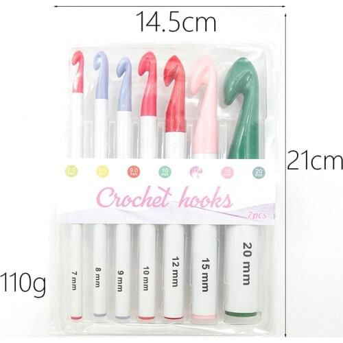 7pcs/set Crochet Hook Set Handle Knitting Needles 7mm/8mm/9mm/10mm/12mm/15mm/20mm Yarn Sweater Weave Craft Tools
