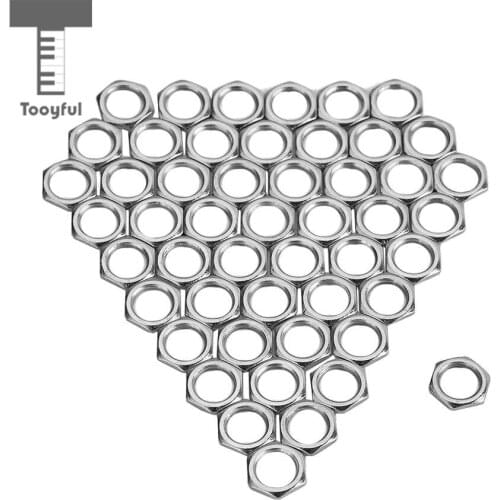 Tooyful 50x Guitar Nuts Thin Nuts Dia. 8mm Guitar Pots Input Output Jacks for Guitar Parts Accessories -Silver 12x8x2mm