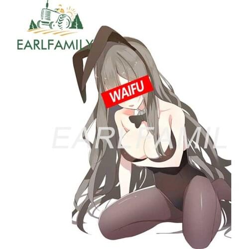 EARLFAMILY 13cm x 9.8cm for Waifu Mai Sakurajima Car Stickers Motorcycle Decal Vinyl Car Wrap Surfboard Windshield Decoration