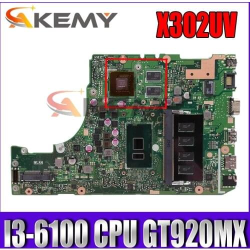 X302UV I3-6100 CPU GT920MX 2GB 4G RAM mainboard REV 2.0 For ASUS X302U X302UV X302UA laptop motherboard 90NB0BM0-R00020 Tested