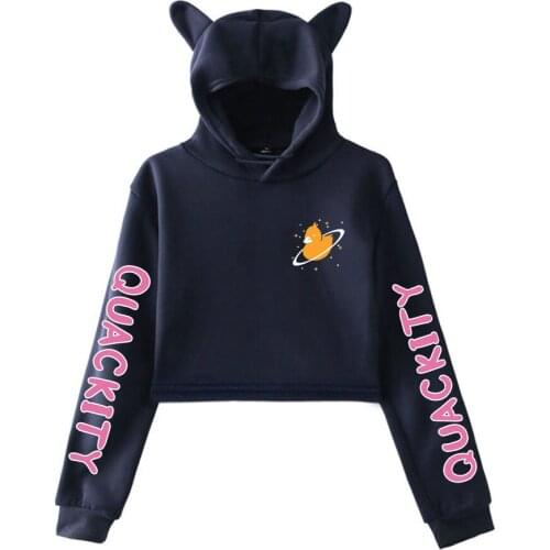 Anime Quackity Cat Ear Hoodie Woman Casual Print Cotton Hooded Sweatshirt Streetwear Accessories Leisure Hoody Trendy Clothing