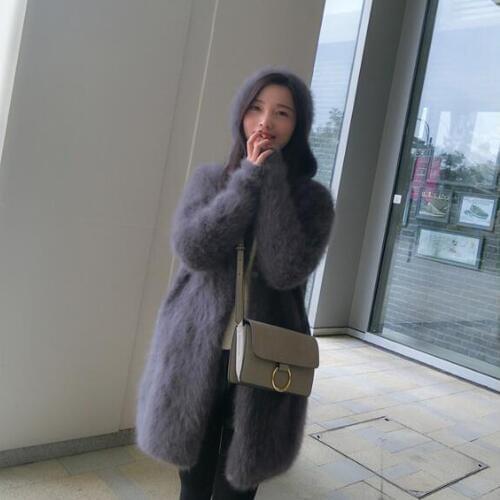 Hooded Mink Cashmere Coat 2019 New Free Shipping Women Autumn Brand Genuine Mink Cashmere Sweater tbsr336