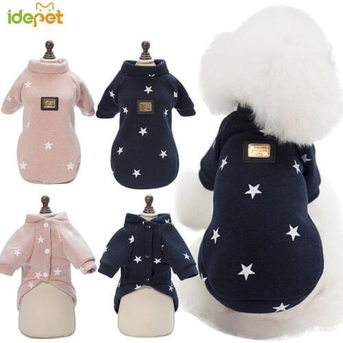 Winter Warm Pet Dogs Clothes Five Stars Pattern Puppy Dog Coat Cat Clothes Cute French Bulldog Clothes For Small Dog Accessory