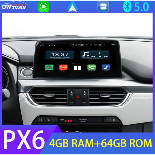 10.25" IPS 1280*480P PX6 4+64G Car DVD Multimedia Player For Mazda 6 2015 2016 2017 2018 Stereo Radio GPS Navi 4G DAB CarPlay