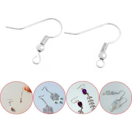 100 Pcs Earring Hooks Hypo-Allergenic Silver Plated Steel Ear Wires