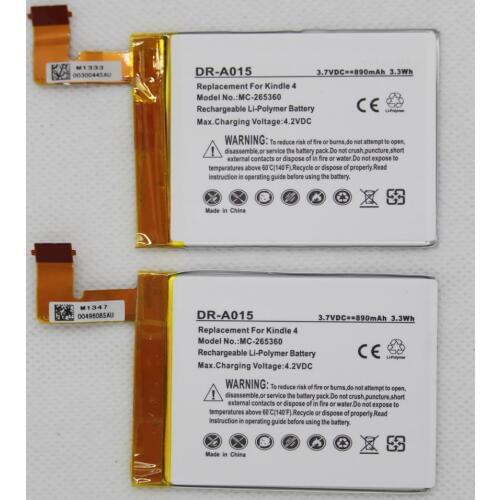 2pcs/lot 890mah lithium battery for Kindle 4 5 6 D01100 515-1058-01 MC-265360 S2011-001-S Internal replacement battery