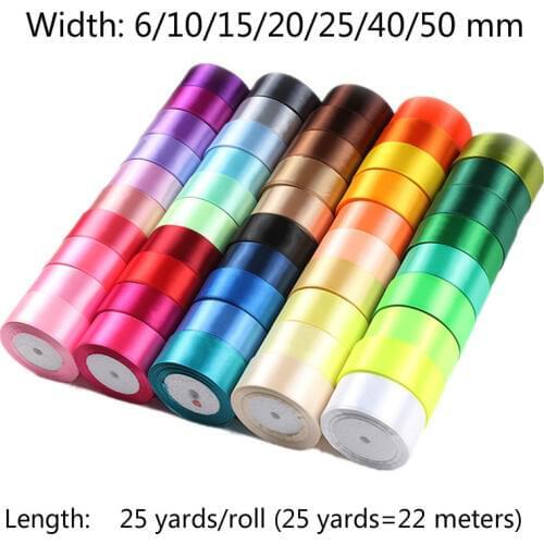 25Yard/lot Silk Satin Ribbon Wedding Decorative Gift Wrap Accessories DIY Handmade Materials 6mm 10mm 15mm 20mm 25mm 40mm 50mm