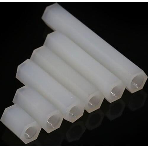 4/10/50PCS Hex Hexagonal Pillar Standoff Spacer Support Female Plastic White M2 M2.5 M3 M4