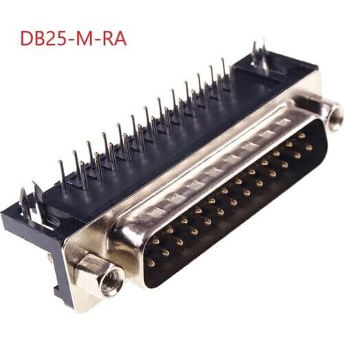 50Pcs D-SUB 25 Position Connector Plug Male Pins 25 Pin 2 Rows Pin Right Angle Through PCB Rectangular I/O Connectors
