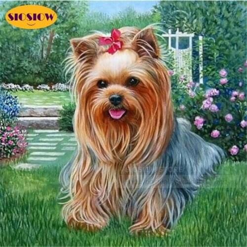 5D Diamond Painting Dog Yorkshire Terrier Cross Stitch Wall Decor Diamond Embroidery Full Square Animal Rhinestone 3D DIY Mosaic