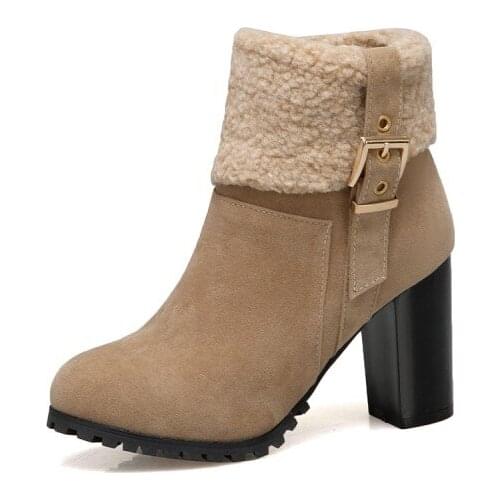 Big Size 9 10 11-19 boots women shoes ankle boots for women ladies boots shoes woman winter Side zipper with flap buckle