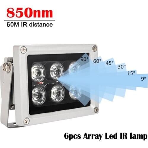 CCTV LEDS IR Illuminator Infrared Lamp 6pcs Array Led 60M IR Distance Waterproof Night Vision CCTV Fill Light For CCTV Camera