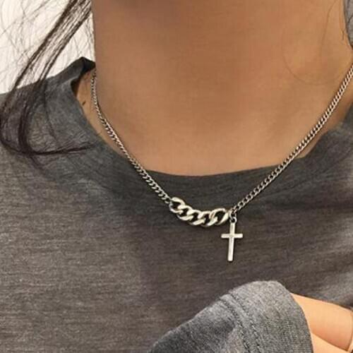 Punk Chains Cross Necklace Fashion Street Hip Hop Geometric Metal Pendant Necklaces For Women Choker Boho Jewelry Collier