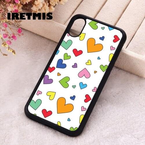 Iretmis 5 5S SE 2020 Phone Cover Case for iPhone 6 6S 7 8 Plus X Xs XR 11 12 Mini Pro Max Silicone TPU Rainbow Heart Pattern