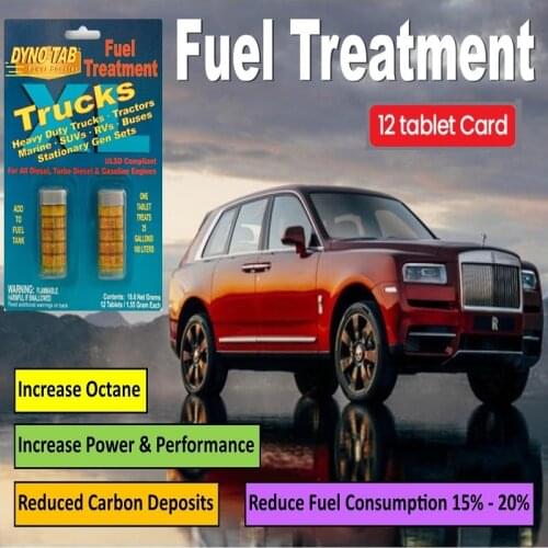 Dyno-tab® Fuel Treatment XL 12 Tab for Gasoline and Diesel for Heavy Duty Trucks/ Tractors/Marines/Buses/Suvs/Ravs