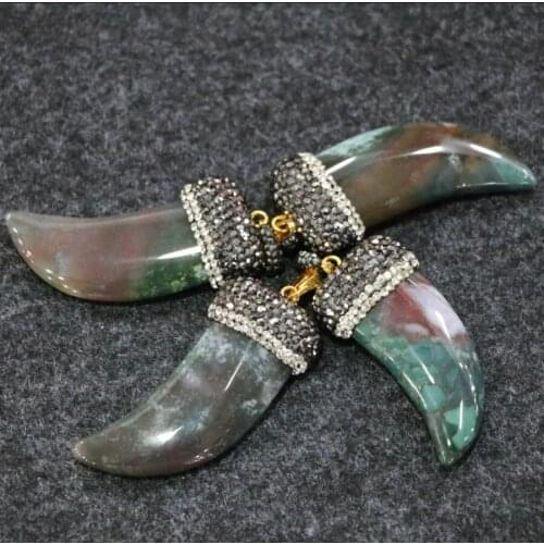 Druzy Green Necklace Drop Pendants in Horn Point, Plated Top Drilled Many Crystals, Large Semi Stone Necklace