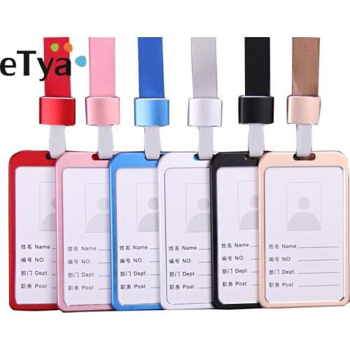 ETya 1PC Work Card Holders Men Women Business Bank Credit Card Holder Name ID Card Cover Metal Work Badge Fashion Card Case Hot