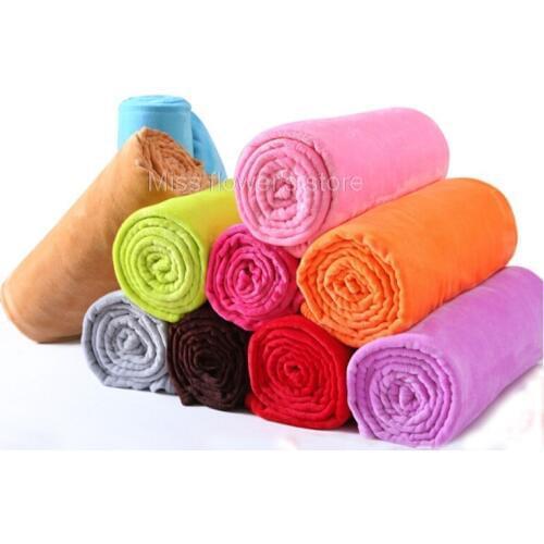 50*70CM / 70*100CM / 100*140CM Soft Warm Solid Colors Flannel Coral Fleece Blanket Air Conditioning Bedspreads