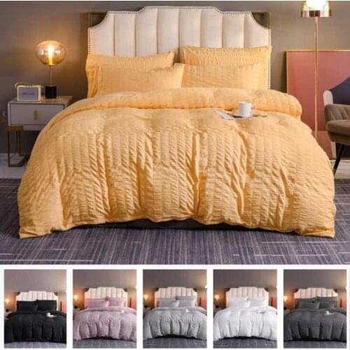 Solid color seersucker duvet cover bedding set Japanese Simple Style duvet cover pillowcase Twin Queen King Full size for Home