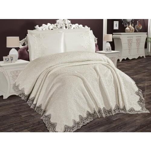 Happy French Laced Double Blanket Bed Set Cream