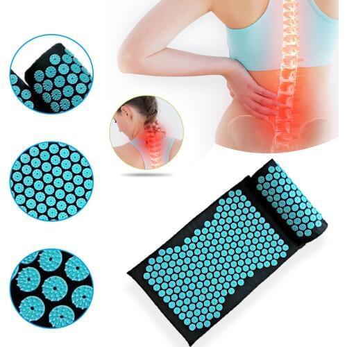 Massager Cushion Mat Pillow Yoga Mat Acupressure Relieve Back Relieve Body Pain Spike Mat Acupuncture Massage Mat with Pillow